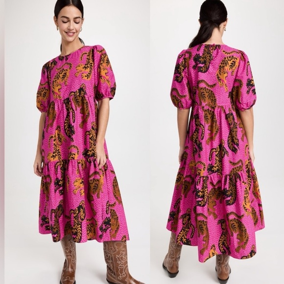 FARM Rio Dresses & Skirts - Farm Rio Wild Leopards Pink Midi Dress